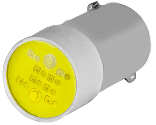 010BA9SLG240 - Lamp gele multichip led, BA9S, 240 V AC-DC, vast licht