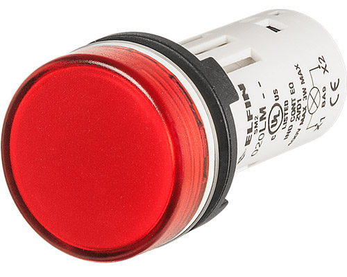 020LMR - Controlelamp monoblok BA9S, rood, directe voeding