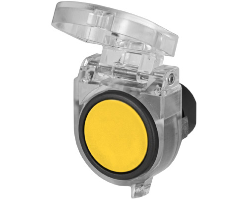 020PIGPP - Guarded push-button, yellow, with clear sealable protective cover, spring closure