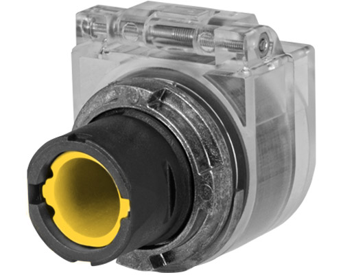 020PIGPP - Guarded push-button, yellow, with clear sealable protective cover, spring closure