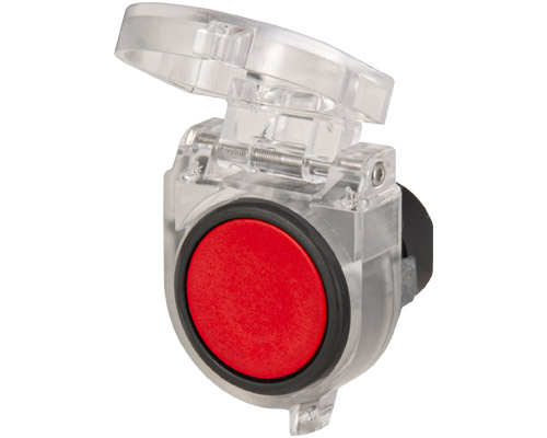 020PIRPP - Guarded push-button, red, with clear sealable protective cover, spring closure