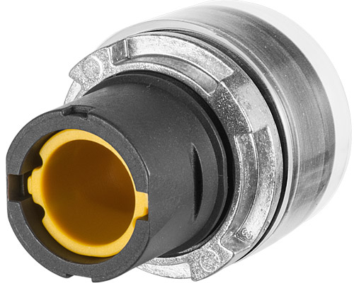020PLICGG - Bouton-poussoir affleurant, lumineux, jaune, capuchon caoutchouc