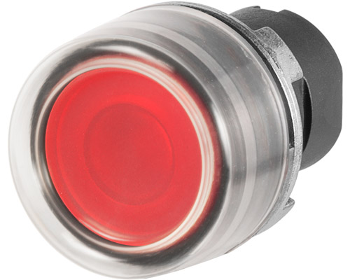 020PLICGR - Pulsante luminoso con guardia, rosso, cappuccio gomma