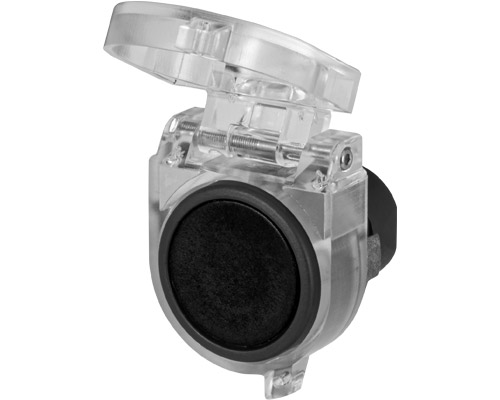 020PPINPP - Guarded push-button, maintained, black, with clear sealable protective cover, spring closure