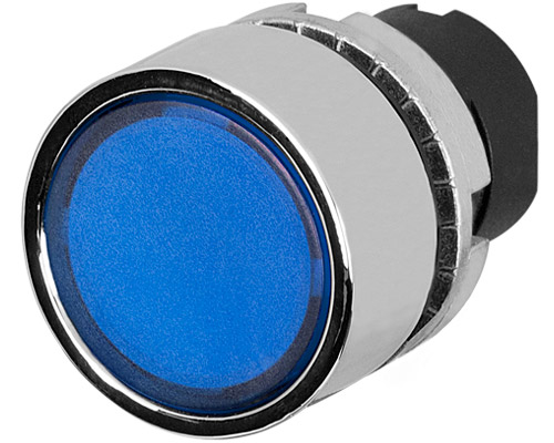 020PTAILBLW - Leuchttaster mit Frontring, blau, Metall