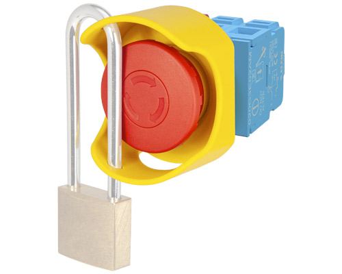020PTFARP02AM - Noodstop drukknop rood 40 mm met draai ontgrendeling vergrendelbare ring, 2 NC zelfbewaking