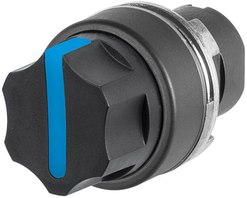 020SMLABLD - Bouton tournant lumineux à molette, bleu, 2 positions, Cam A, rappel à ressort de droite