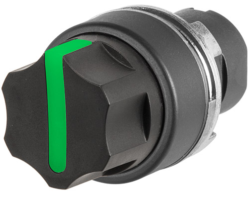 020SMLAVD - Illuminated round selector switch, green, 2-position, Cam A, spring return from RH