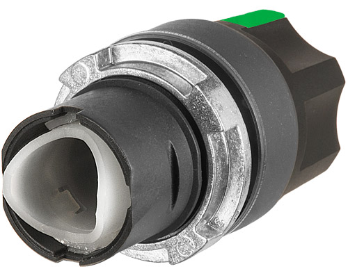 020SMLAVD - Illuminated round selector switch, green, 2-position, Cam A, spring return from RH