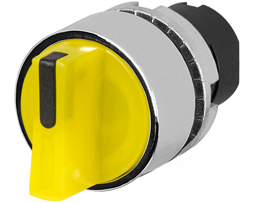 020STAMLAGW - Knob selector switch, illuminated, yellow, 2-position, Cam A, metal