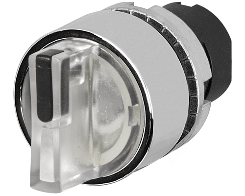 020STAMLAIW - Knob selector switch, illuminated, clear, 2-position, Cam A, metal