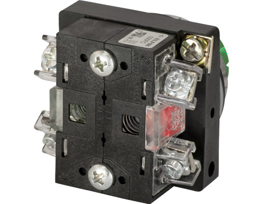 030RPLVFAFC24 - Projecting push-button, illuminated, momentary, green, led BA9S 24V, N.O.+N.C.