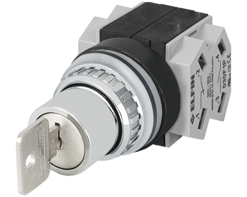 030SCO2F16 - Key selector switch, 3-position, K95 key, Cam O, key removal I-II, 2 N.O.+2 N.C.