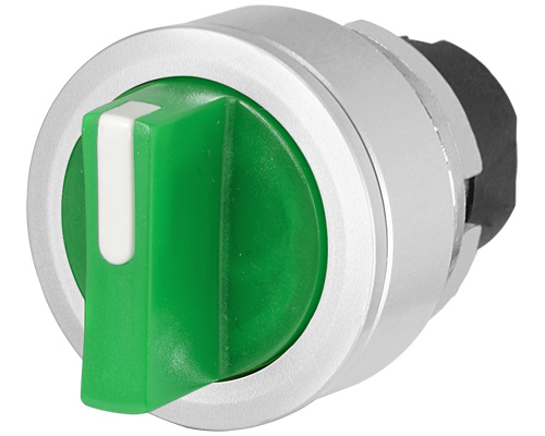 030SFMLAV - Knob selector switch, illuminated, green, flush-mount, 2-position, Cam A