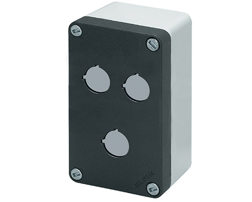 040C0814-6EP3C - Aluminium push-button enclosure M10 85x140x65, 3 holes Ø 22, with cable entry