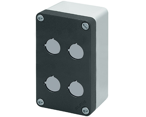 040C0814-6P4 - Doos knoppenbord aluminium M10 85x140x65, 4 gaten Ø 22, zonder kabelingang