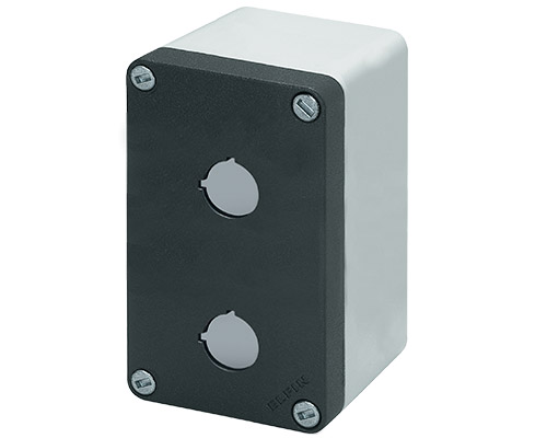 040C0814-8EP2 - Aluminium push-button enclosure M10 85x140x85, 2 holes Ø 22, with cable entry