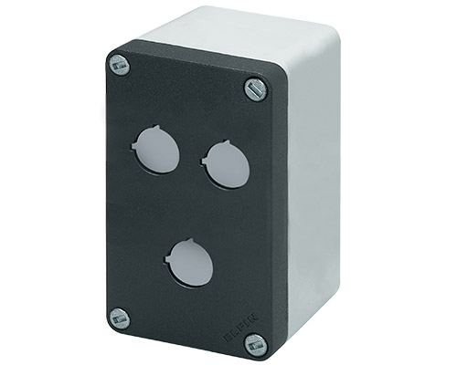 040C0814-8EP3C - Aluminium push-button enclosure M10 85x140x85, 3 holes Ø 22, with cable entry