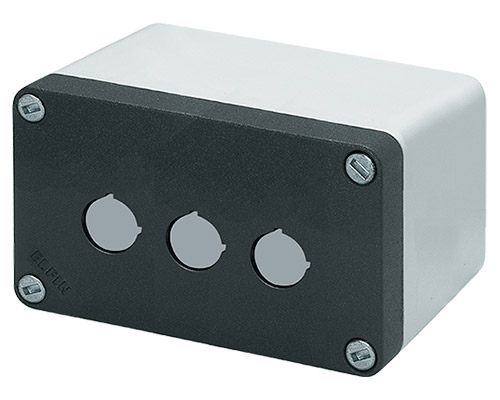 040C0814-8EP3L - Aluminium push-button enclosure M10 85x140x85, 3 holes Ø 22, with cable entry