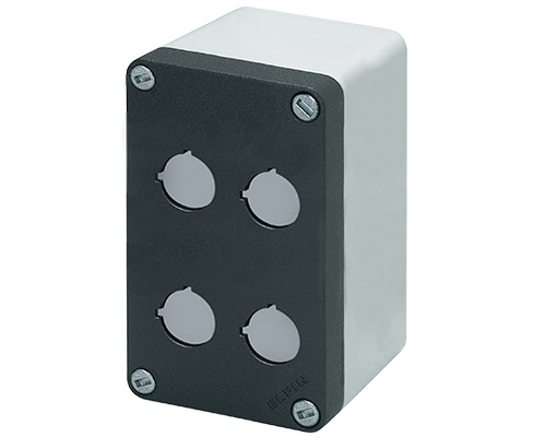 040C0814-8EP4 - Aluminium push-button enclosure M10 85x140x85, 4 holes Ø 22, with cable entry