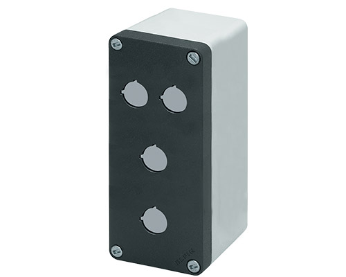 040C0820-8P4C - Aluminium push-button enclosure M10 85x200x85, 4 holes Ø 22, without cable entry