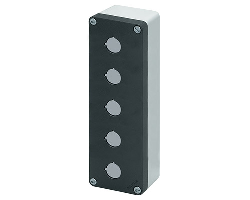 040C0826-6EP5 - Aluminium push-button enclosure M10 85x260x65, 5 holes Ø 22, with cable entry