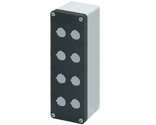 040C0826-8EP8 - Aluminium push-button enclosure M10 85x260x85, 8 holes Ø 22, with cable entry