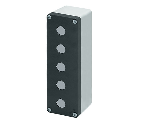 040C0826-8P5 - Doos knoppenbord aluminium M10 85x260x85, 5 gaten Ø 22, zonder kabelingang