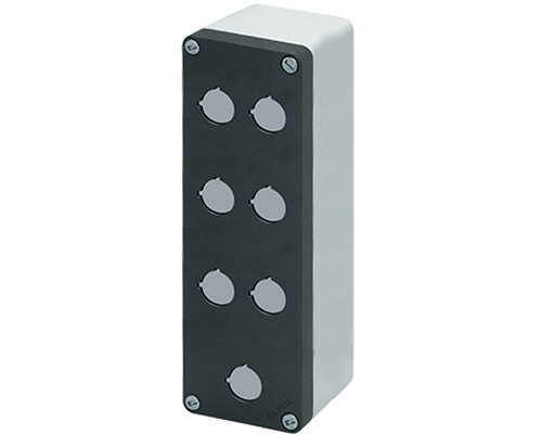 040C0826-8P7C - Aluminium push-button enclosure M10 85x260x85, 7 holes Ø 22, without cable entry