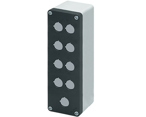 040C0826-8P9C - Doos knoppenbord aluminium M10 85x260x85, 9 gaten Ø 22, zonder kabelingang