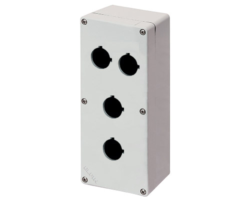 040C0920-7EP4C - Aluminium push-button enclosure M4 92x205x70, 4 holes Ø 22, with cable entry