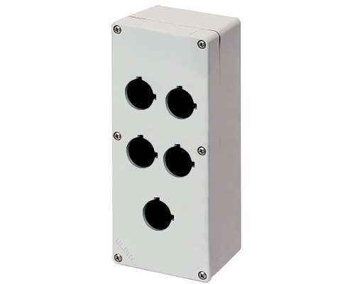 040C0920-7P5C - Doos knoppenbord aluminium M4 92x205x70, 5 gaten Ø 22, zonder kabelingang