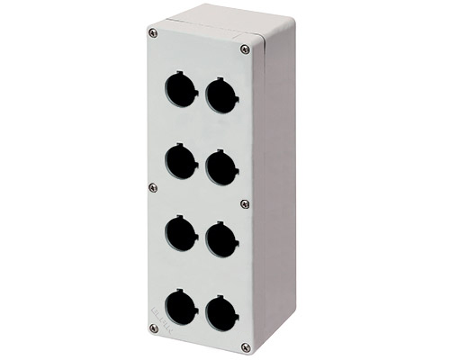 040C0926-1EP8 - Doos knoppenbord aluminium M4 92x265x100, 8 gaten Ø 22, met kabelingang