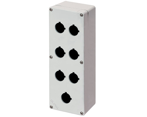 040C0926-7EP7C - Doos knoppenbord aluminium M4 92x265x70, 7 gaten Ø 22, met kabelingang