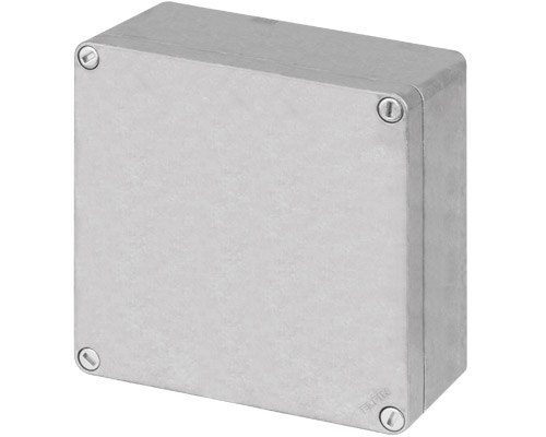 040C1414-6N - Aluminium push-button enclosure M10 140x140x65, unpainted, undrilled, without cable entry