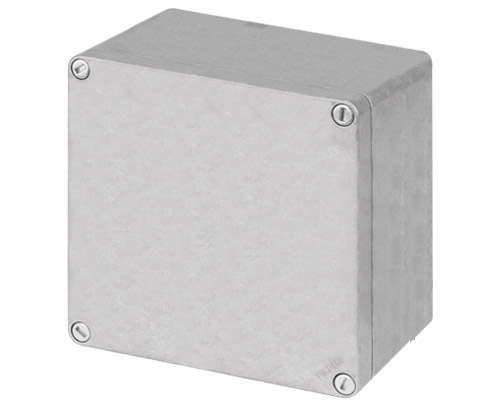 040C1414-8N - Aluminium push-button enclosure M10 140x140x85, unpainted, undrilled, without cable entry