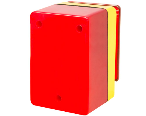 060APAFLRCL - Pulsante di emergenza a palmo, luminoso, ad aggancio tasto a fungo rosso, custodia luminosa