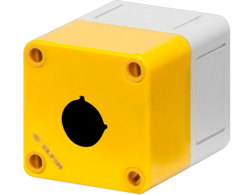 080C0606-8GP1 - Polycarbonate push-button enclosure 65x65x81, 1 hole Ø 22, yellow