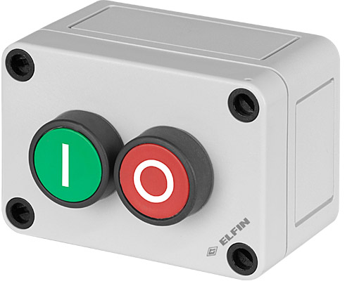 080C0609-5IO - Polycarbonate push-button enclosure 65x94x57 with 2 guarded push-buttons, green & red  I-O