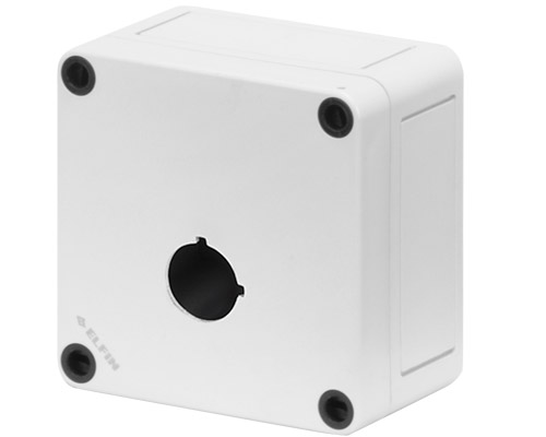 080C0909-5P1 - Polycarbonate push-button enclosure 94x94x57, 1 hole Ø 22