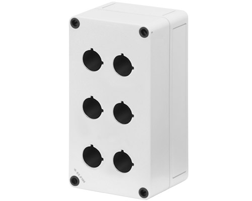 080C0918-8P6 - Polycarbonate push-button enclosure 94x180x81, 6 holes Ø 22