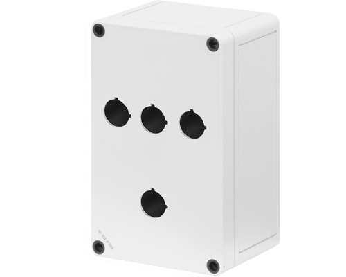 080C1118-9P4C - Polycarbonate push-button enclosure 110x180x90, 4 holes Ø 22