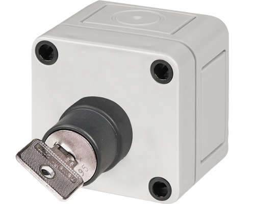 080CS0606-5SC - Polystyrene push-button enclosure 65x65x57 with 2-position key selector switch