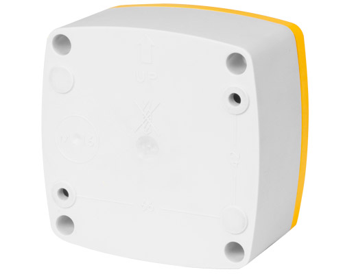 080F0808-8GF4AP - Push-button enclosure 84x84 with guard and mushroom push-button Ø 40, red, twist release, yellow