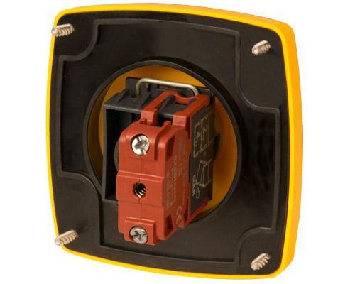 080F0808-GF5M - Wall-mounting emergency stop push-button 84x84, palm push-button Ø 50, big dome, momentary, red