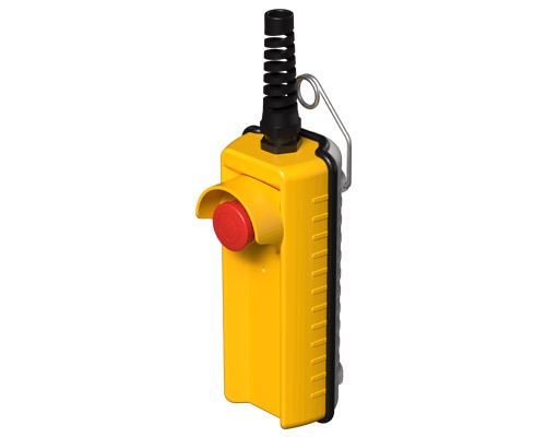 080R200-GA - Pulsantiera pensile remota, 200 mm, con pulsante di emergenza  e ghiera di protezione, gialla