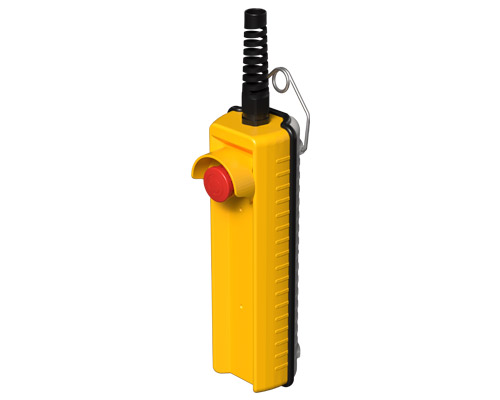 080R265-GA - Pulsantiera pensile remota, 265 mm, con pulsante di emergenza  e ghiera di protezione, gialla