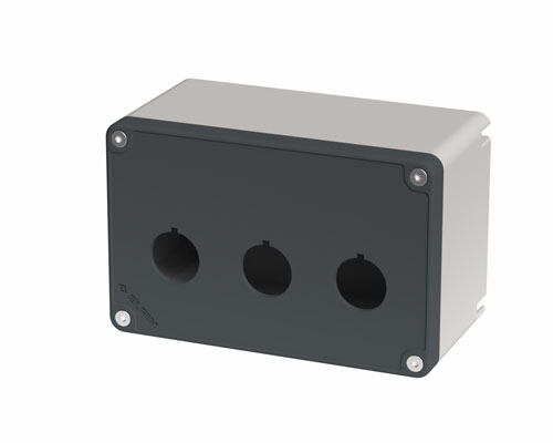 080T0914-7P3L - Caja pulsadora in PA + fibra de vidrio 90x140x74, 3 orificios d22
