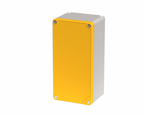 080T0918-7G - Boîte à boutons in PA + fibre verre 90x180x74, sans trous, jaune