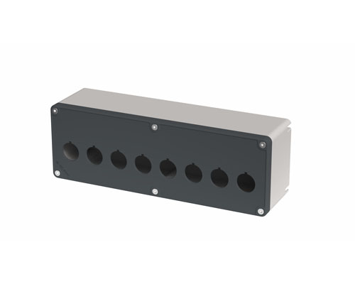 080T0927-7P8L - Push-button box in PA + glass fibre 90x267x74, 8 holes d22